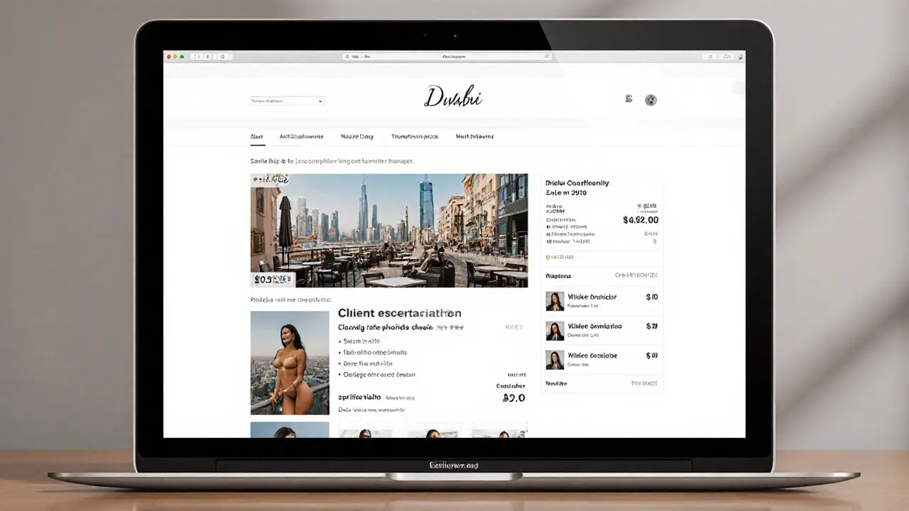 Computer screen displaying verified escort profiles with clear pricing and client reviews.